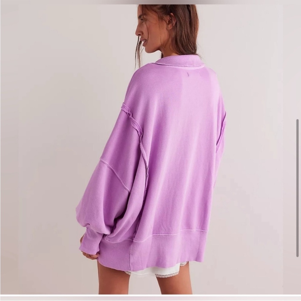 NEW Free People We The Free Camden Henley Pullover Sweatshirt Bubble Tea Large - Picture 4 of 7